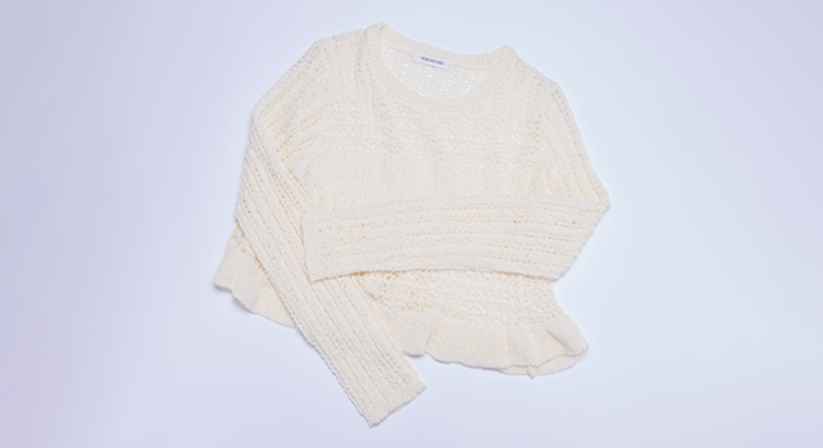 Ｎ．ナチュラルビューティーベーシック クロップドレースメッシュニット