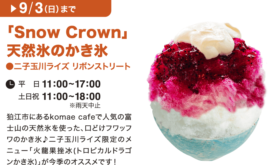 「Snow Crown」天然氷のかき氷