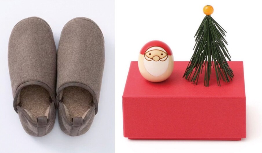 発熱綿のルームシューズ /ミニサンタ卯三郎こけしとツリーセット 