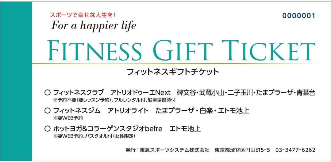 フィットネスギフトチケット