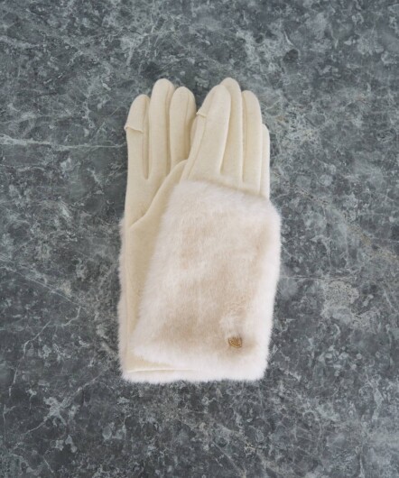 カシミア混ジャージフェイクファー手袋