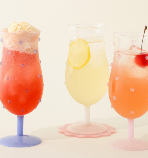 ＼7月31日(金)より展開スタート🍒🫧／ クリアなドットデザインがかわいらしいガラスのグラスが登場🍹