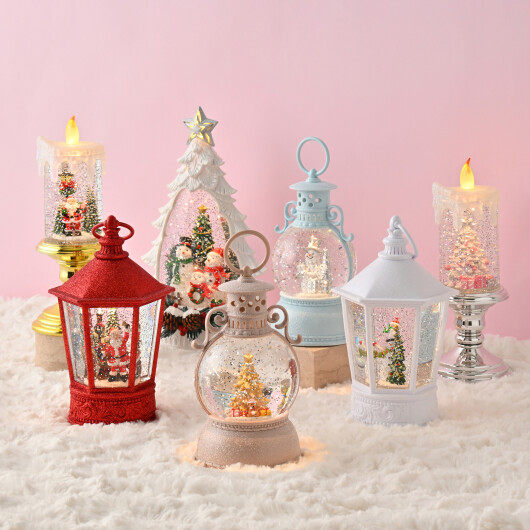 スイッチをONにするとライトが光り、ラメが自動的に舞うスノードームをご紹介いたします⛄❄️